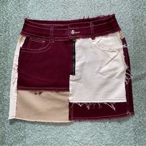 Color Blocking - Patchwork Skirt (Red)